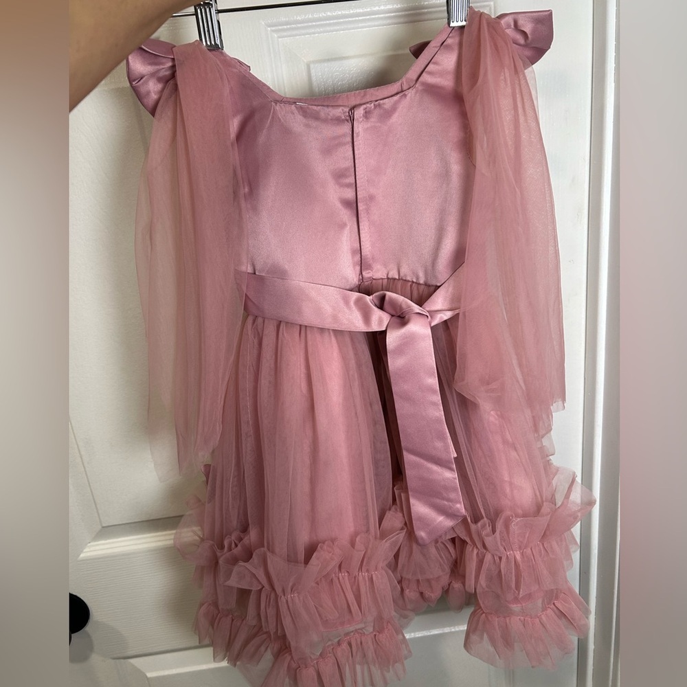 Elegant Pink Tulle Kids Dress - Picture 3 of 9